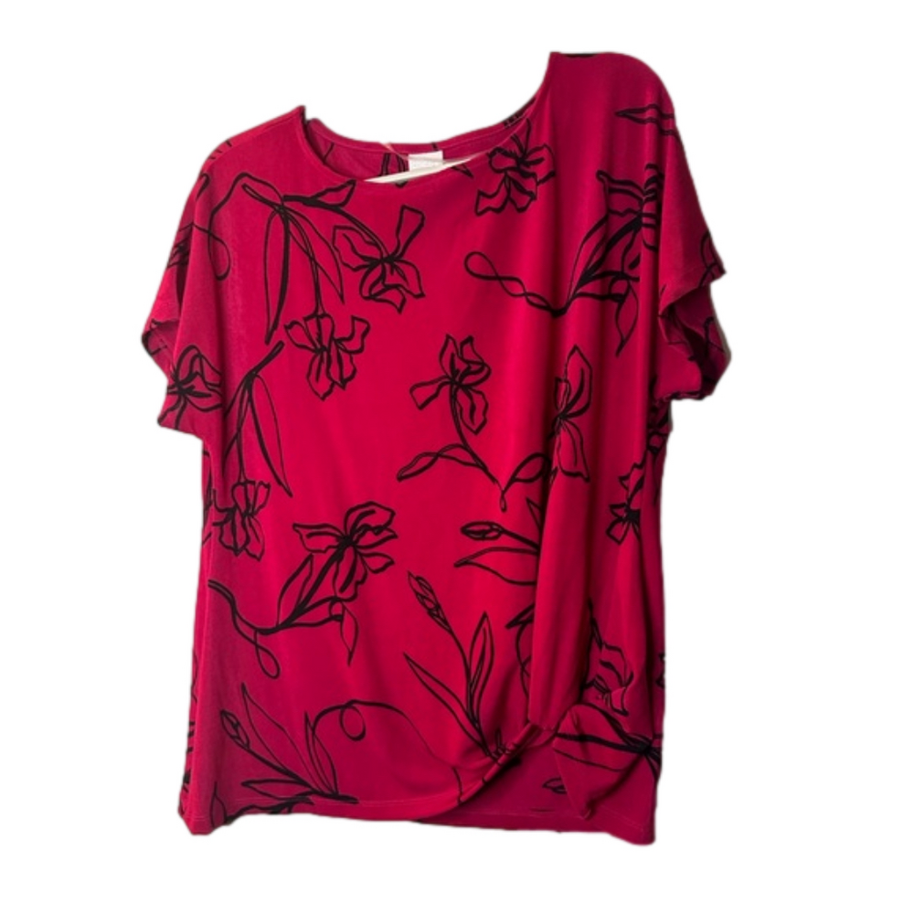 Magenta dark pink floral Chicos top size 2